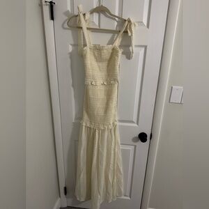 Ivory midi dress.